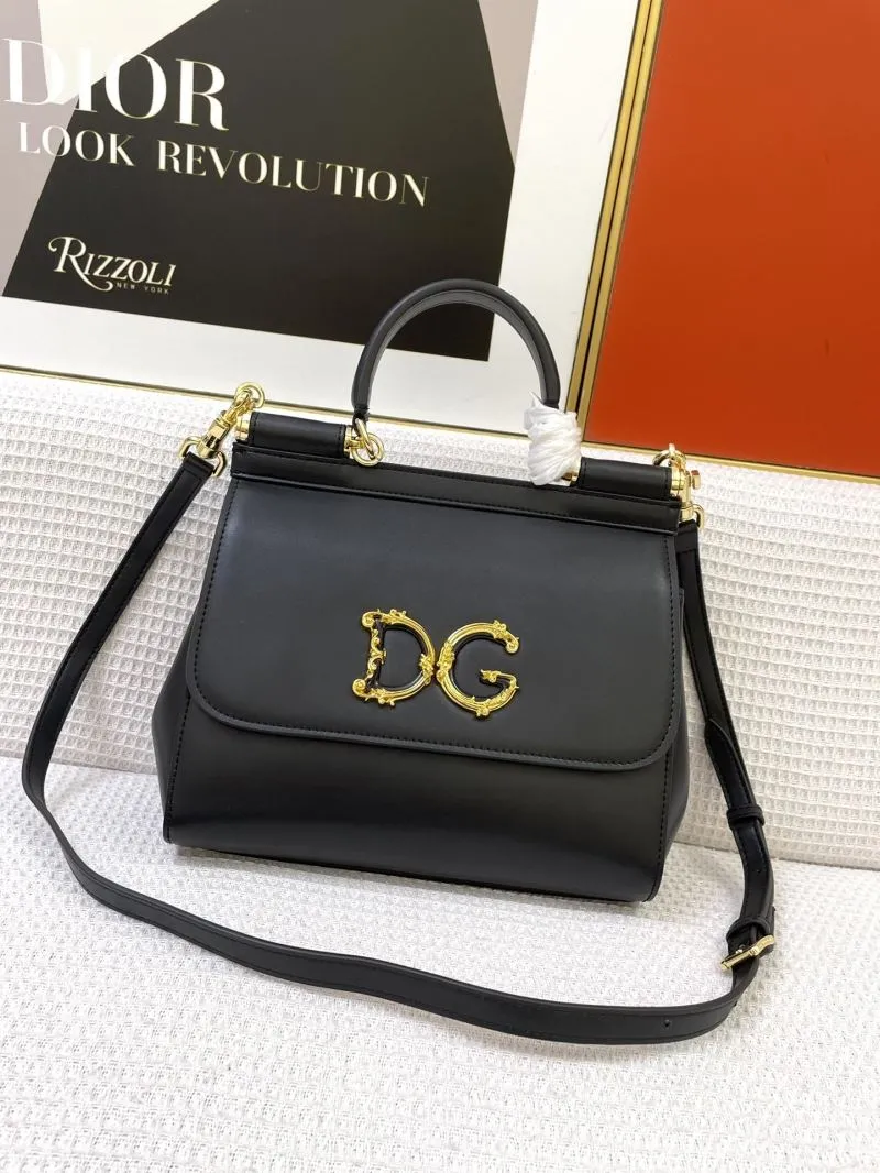 DG Black Leather Satchel Bag