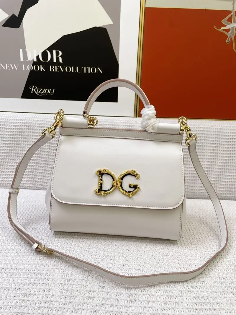 DG White Leather Satchel Bag 271