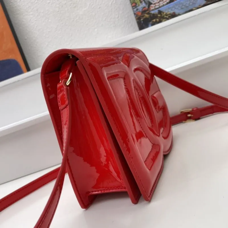 Dolce & Gabbana Red Patent Leather Crossbody Satchel Bag 275 - Image 5