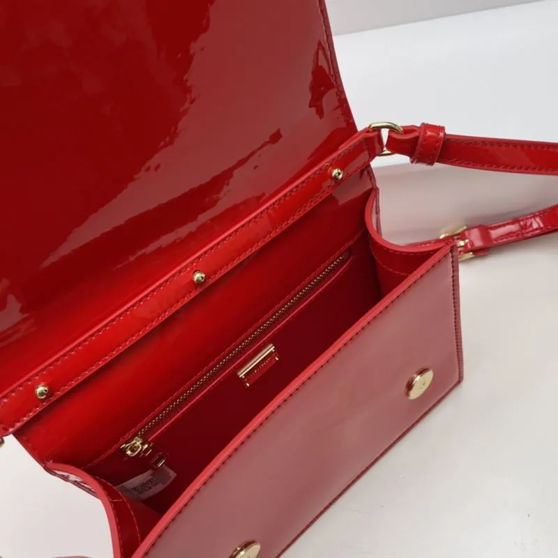 Dolce & Gabbana Red Patent Leather Crossbody Satchel Bag 275 - Image 8