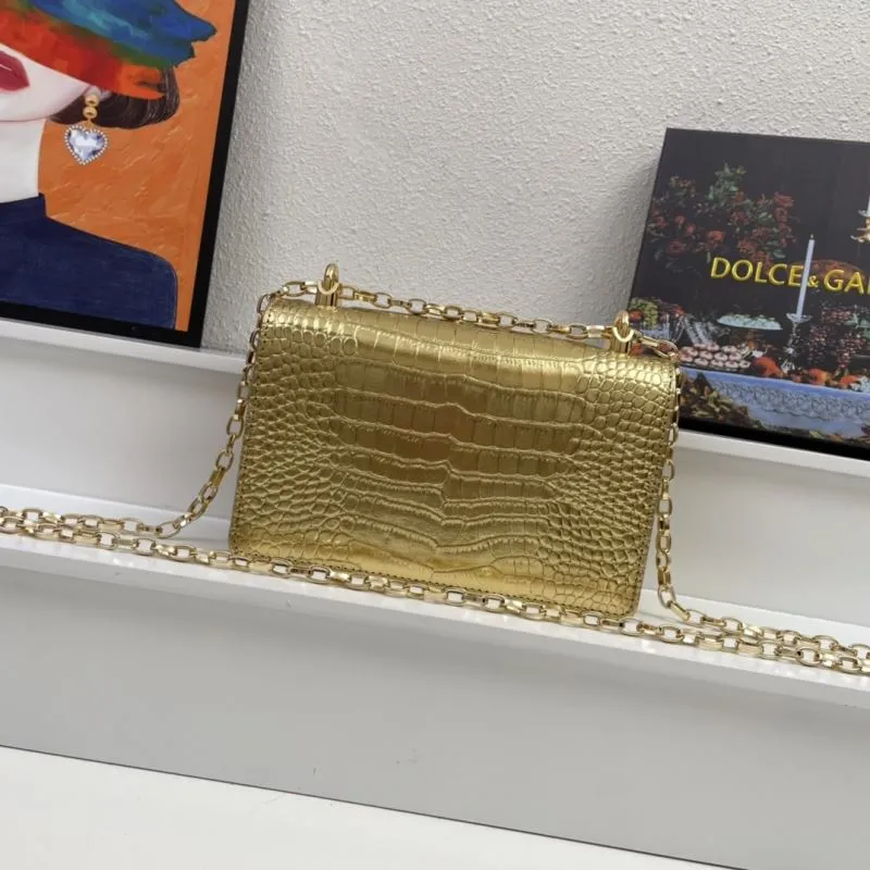 Alternative view of Dolce Gabbana Gold Crocodile Embossed Satchel Bag 276