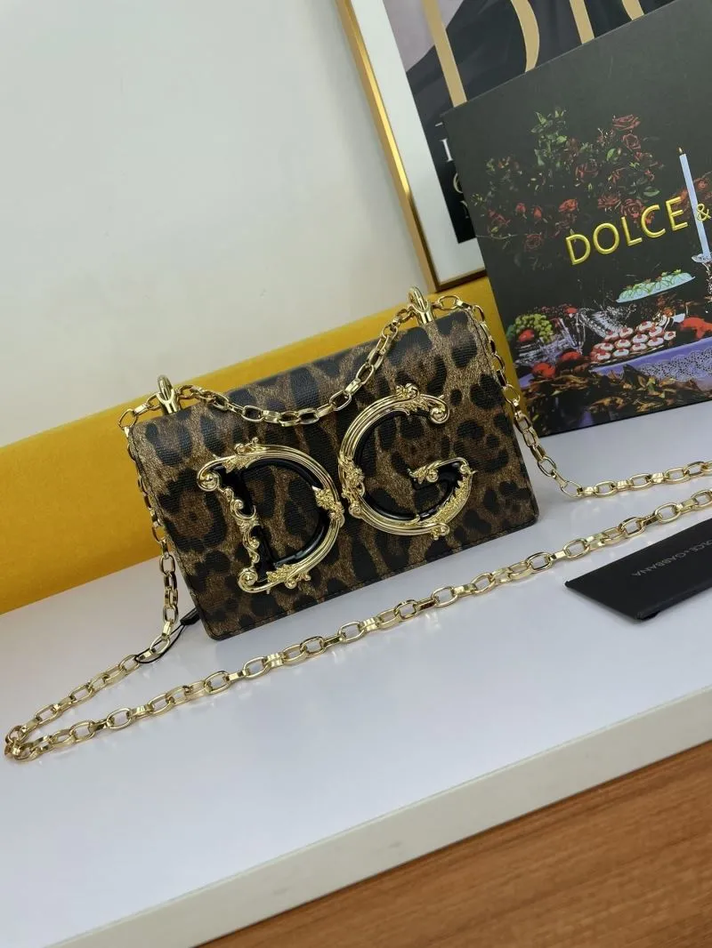 Dolce Gabbana Leopard Print Chain Satchel Bag 284