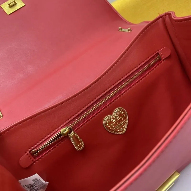 Dolce Gabbana Red Leather Satchel Bag 285 - Image 8