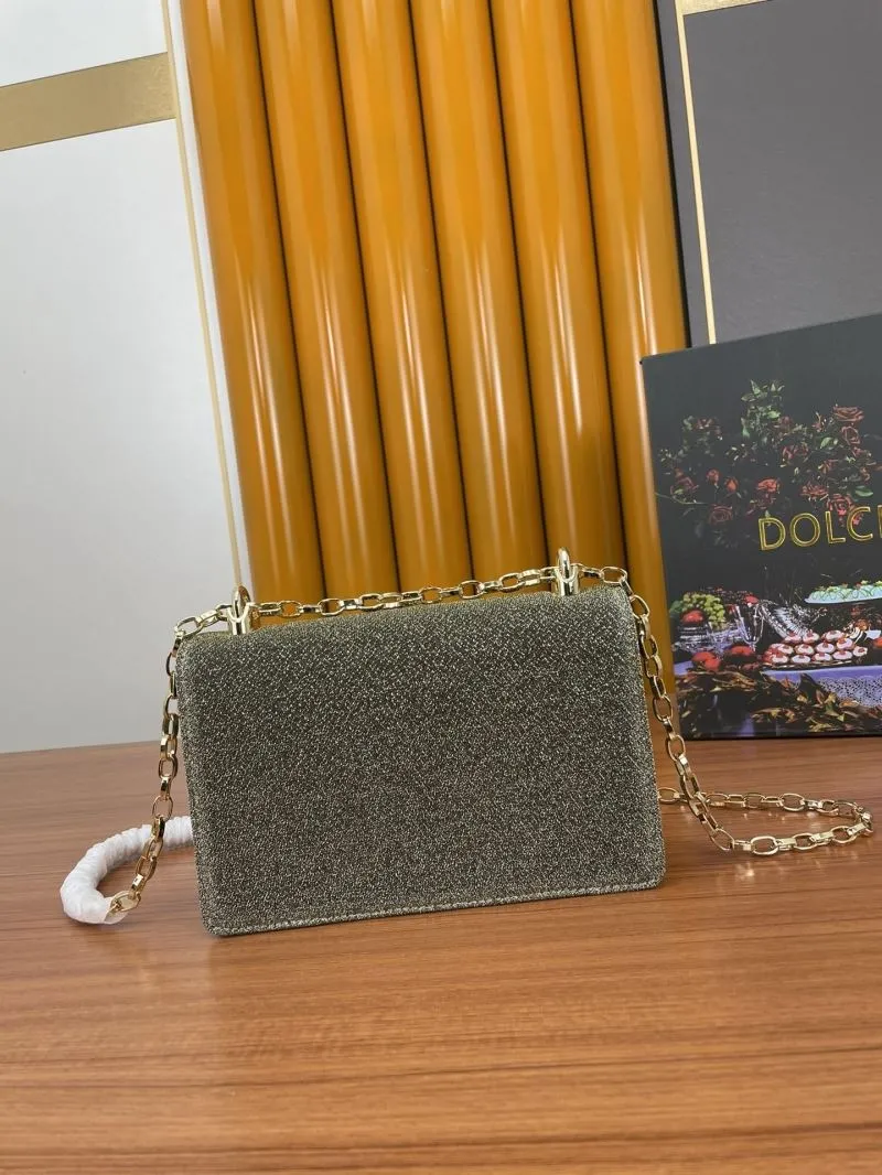 Dolce Gabbana Glitter Gold Chain Crossbody Bag - Image 3