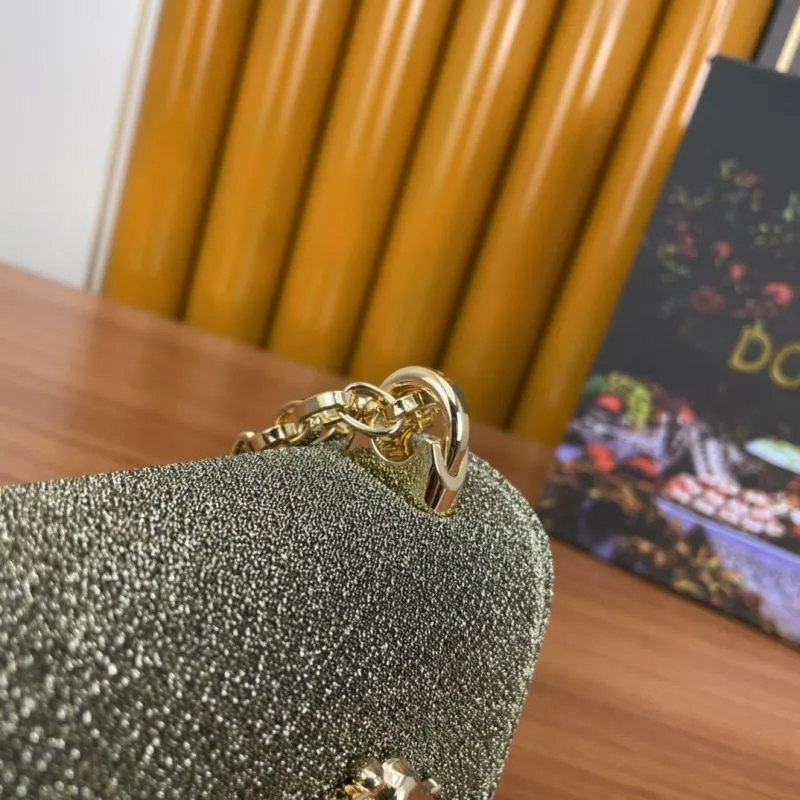 Dolce Gabbana Glitter Gold Chain Crossbody Bag - Image 7