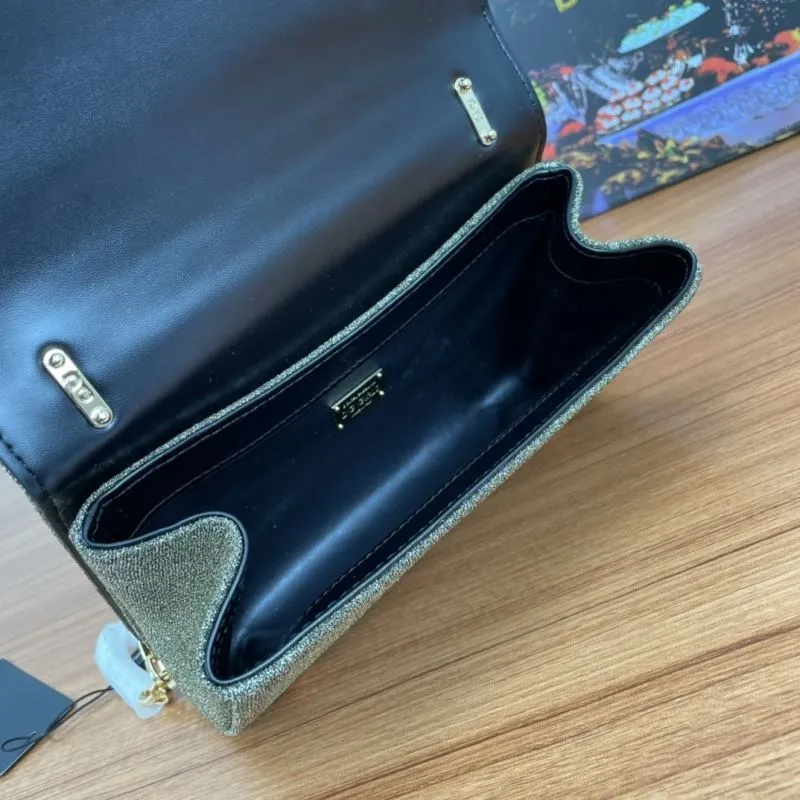 Dolce Gabbana Glitter Gold Chain Crossbody Bag - Image 8