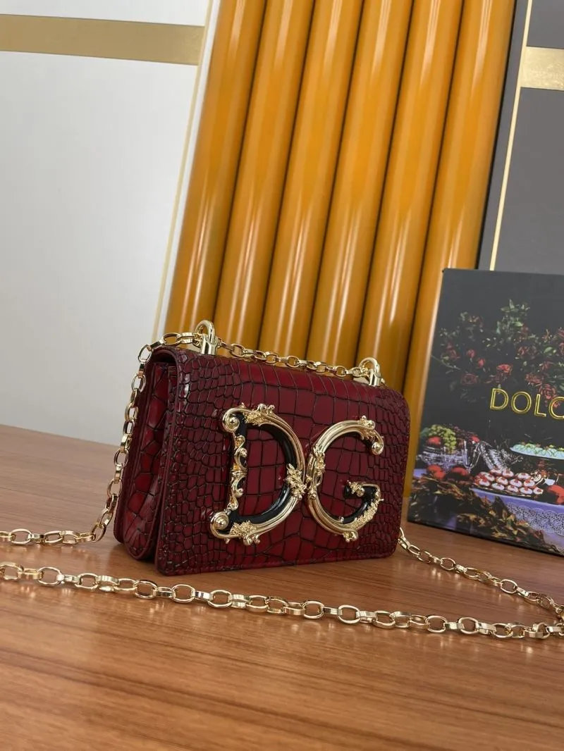 Alternative view of DG Burgundy Crocodile Leather Satchel Bag 301