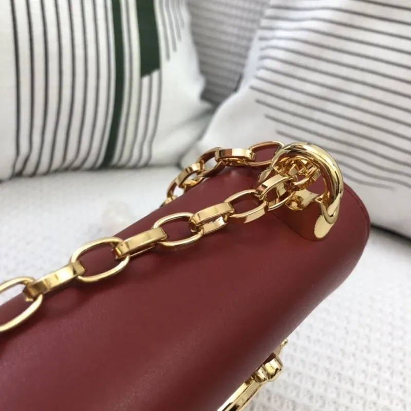DG Burgundy Leather Chain Satchel Bag 303 - Image 5