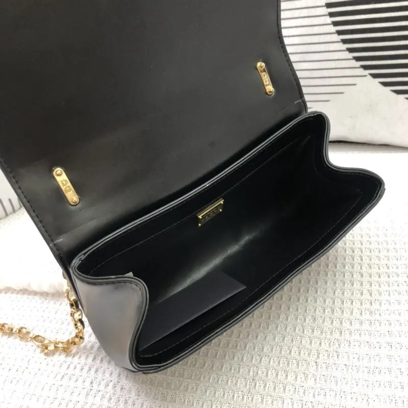 DG Black Leather Chain Satchel Bag 304 - Image 8