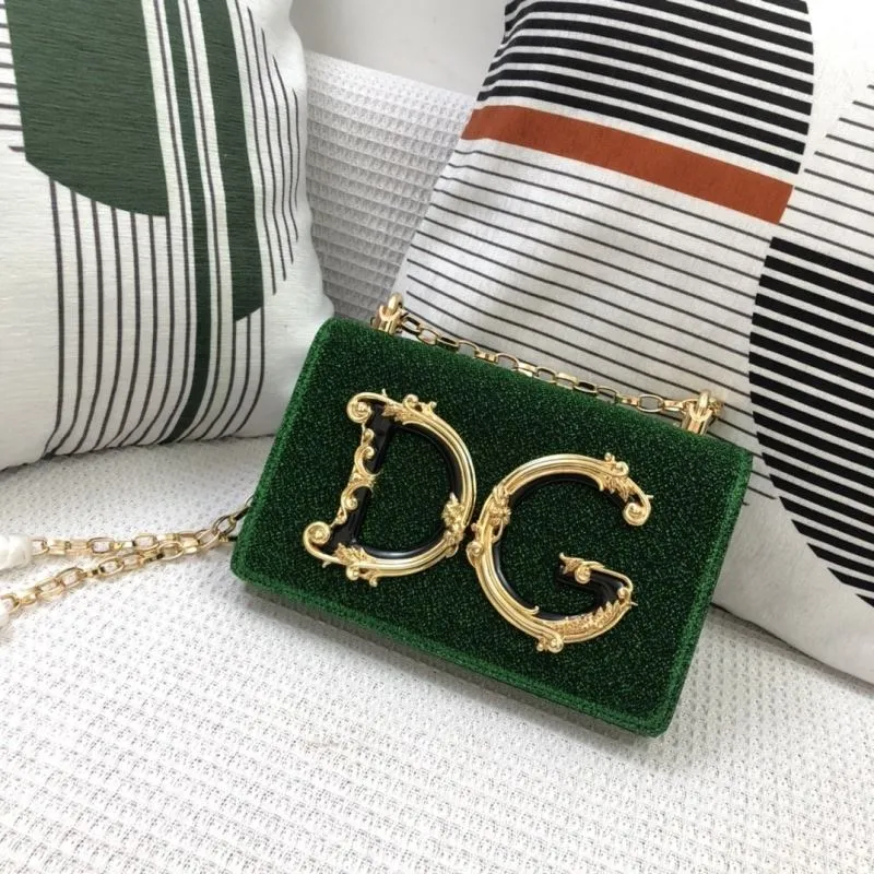 D&G Green Velvet Satchel Bag 312 - Image 3