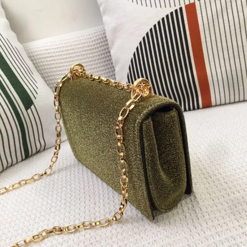 DG Olive Green Velvet Chain Satchel Bag - Image 5
