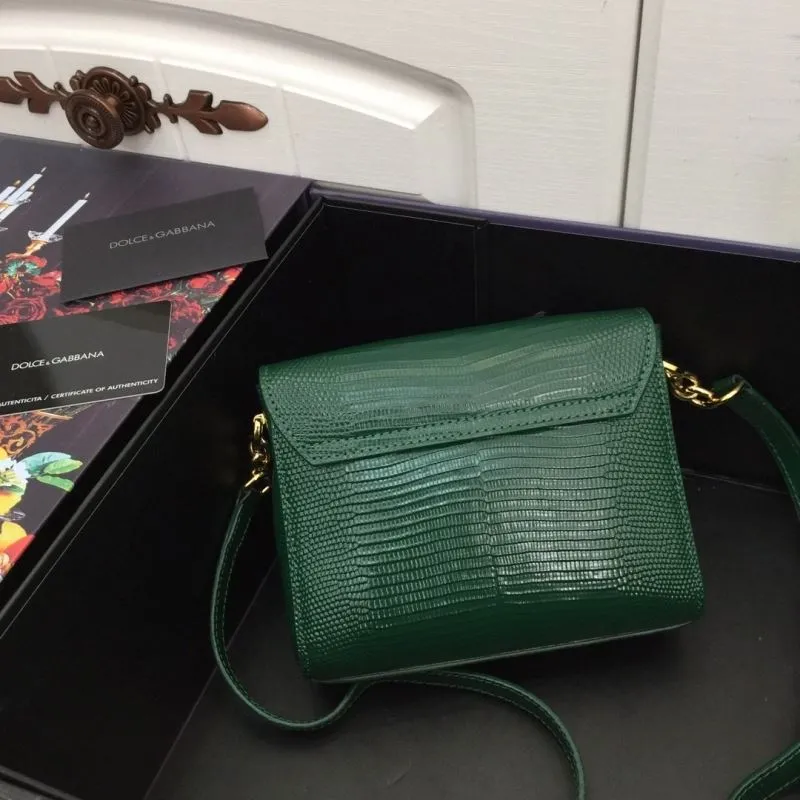 Alternative view of Dolce Gabbana Green Leather Satchel Crossbody Bag