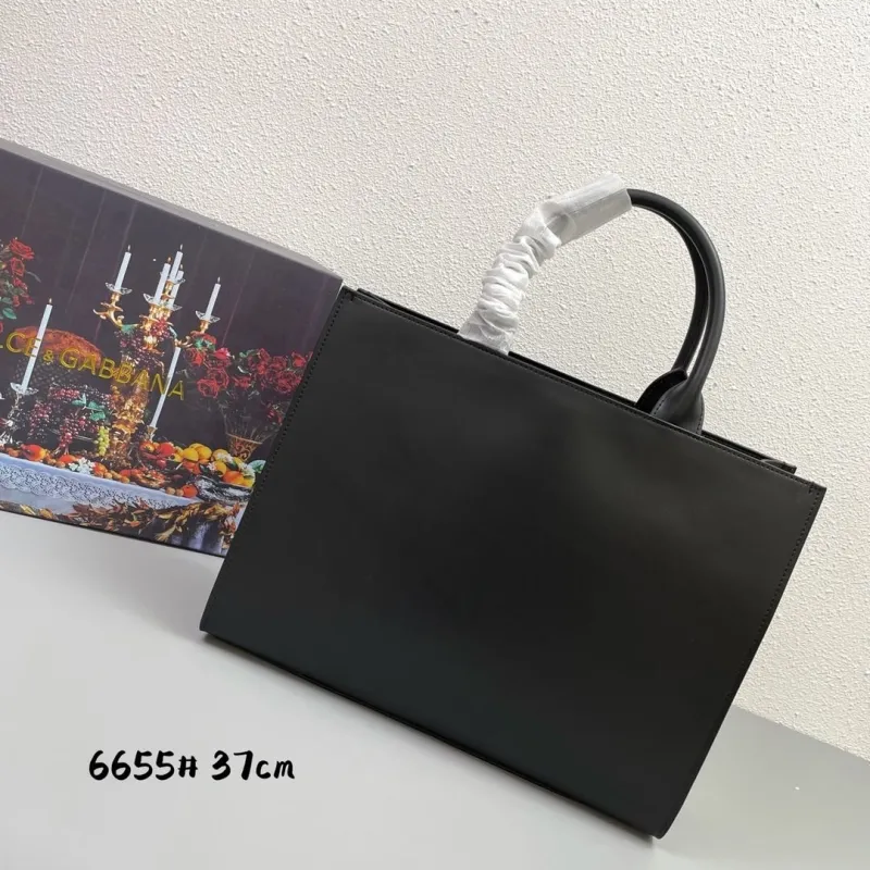 Dolce & Gabbana Black Leather Tote Bag 6655 37cm - Image 3