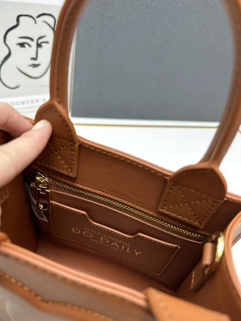 D&G Brown Leather Mini Tote Crossbody Bag - Image 9