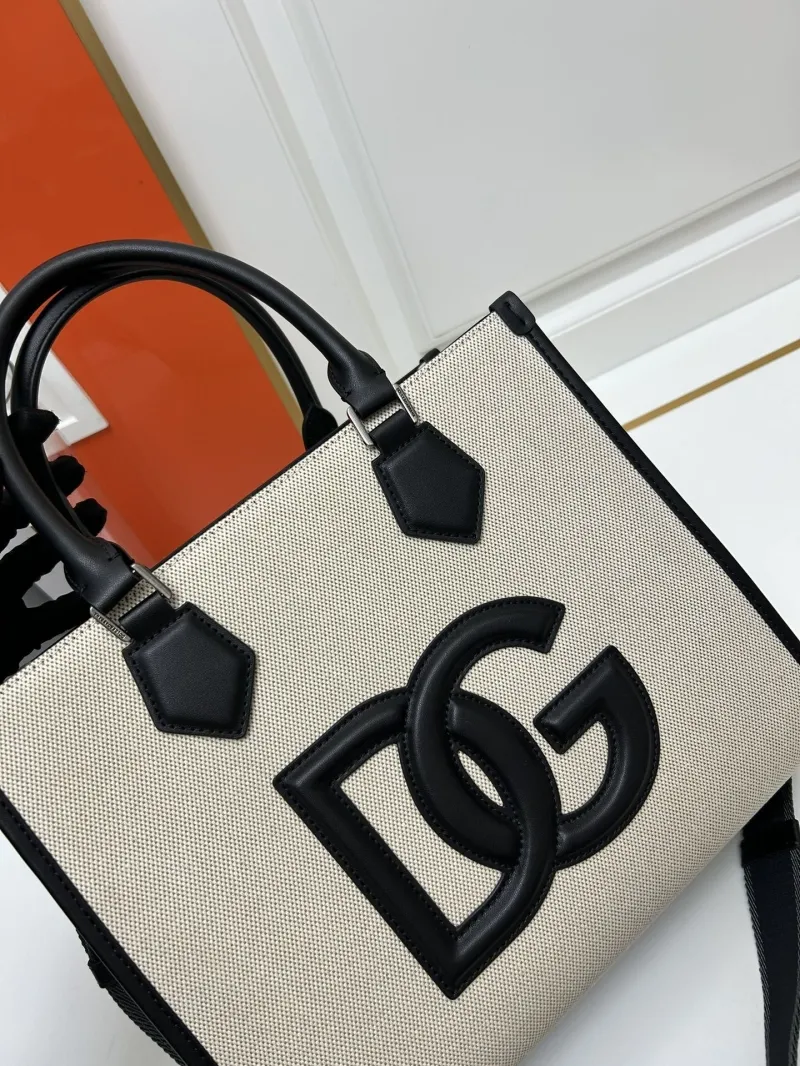 D&G Beige Black Canvas Tote Bag - Image 4