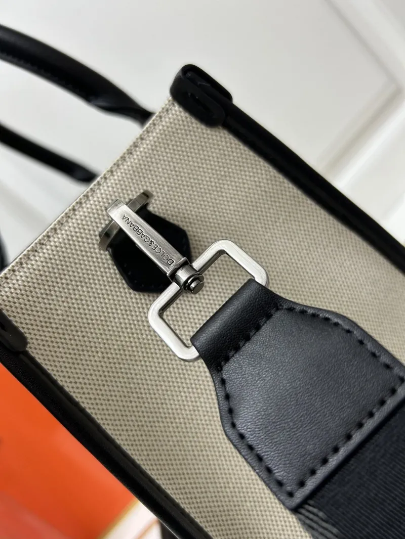 D&G Beige Black Canvas Tote Bag - Image 6
