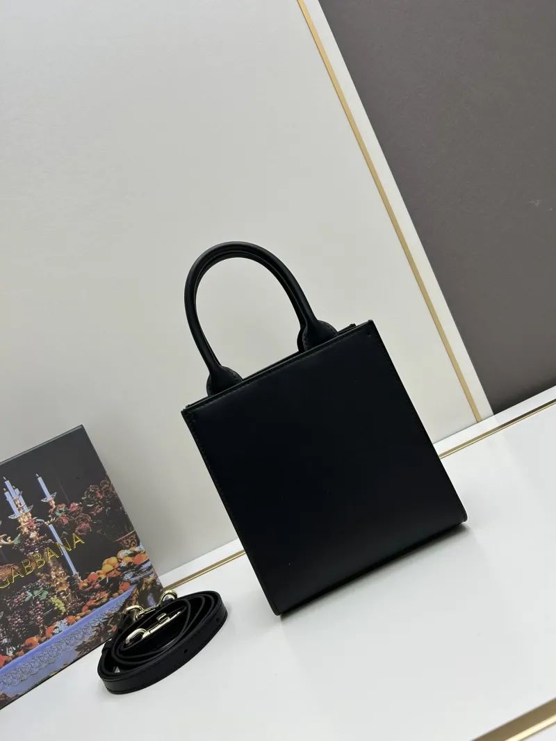 Dolce & Gabbana Black Leather Tote Bag with Strap - Image 3