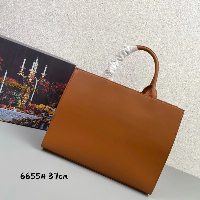 Dolce & Gabbana Brown Leather Tote Bag 6655 37cm - Image 3