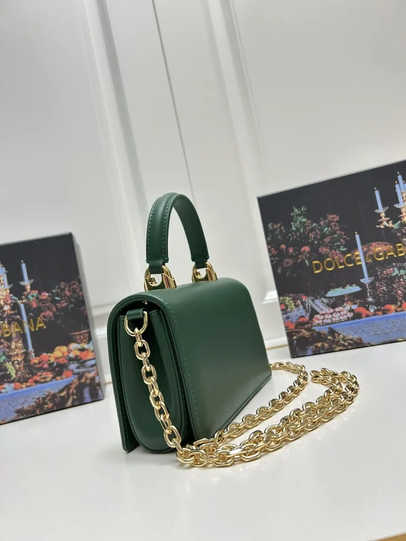 Dolce Gabbana Green Leather Top Handle Chain Bag - Image 3