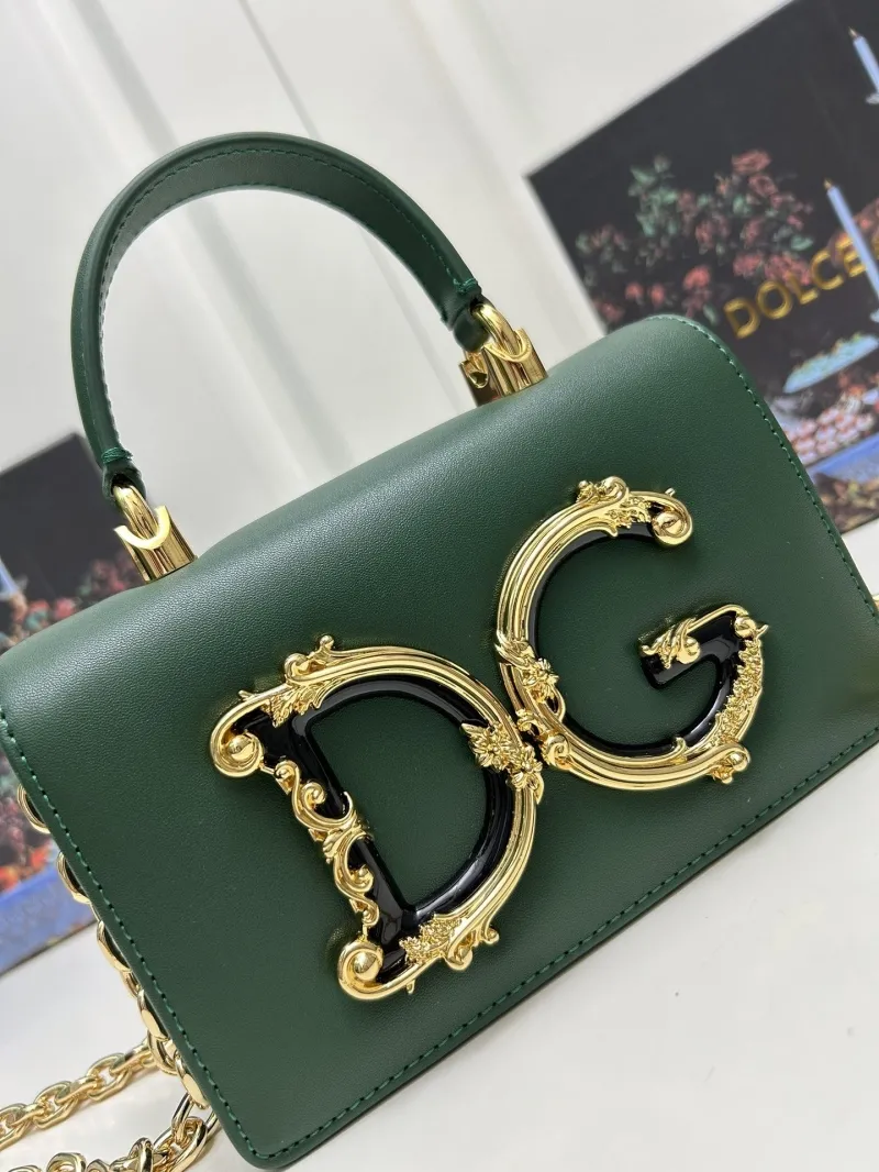 Dolce Gabbana Green Leather Top Handle Chain Bag - Image 4