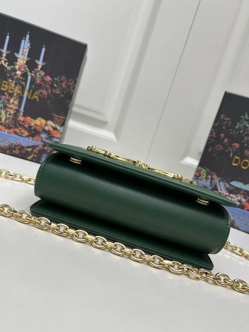 Dolce Gabbana Green Leather Top Handle Chain Bag - Image 7