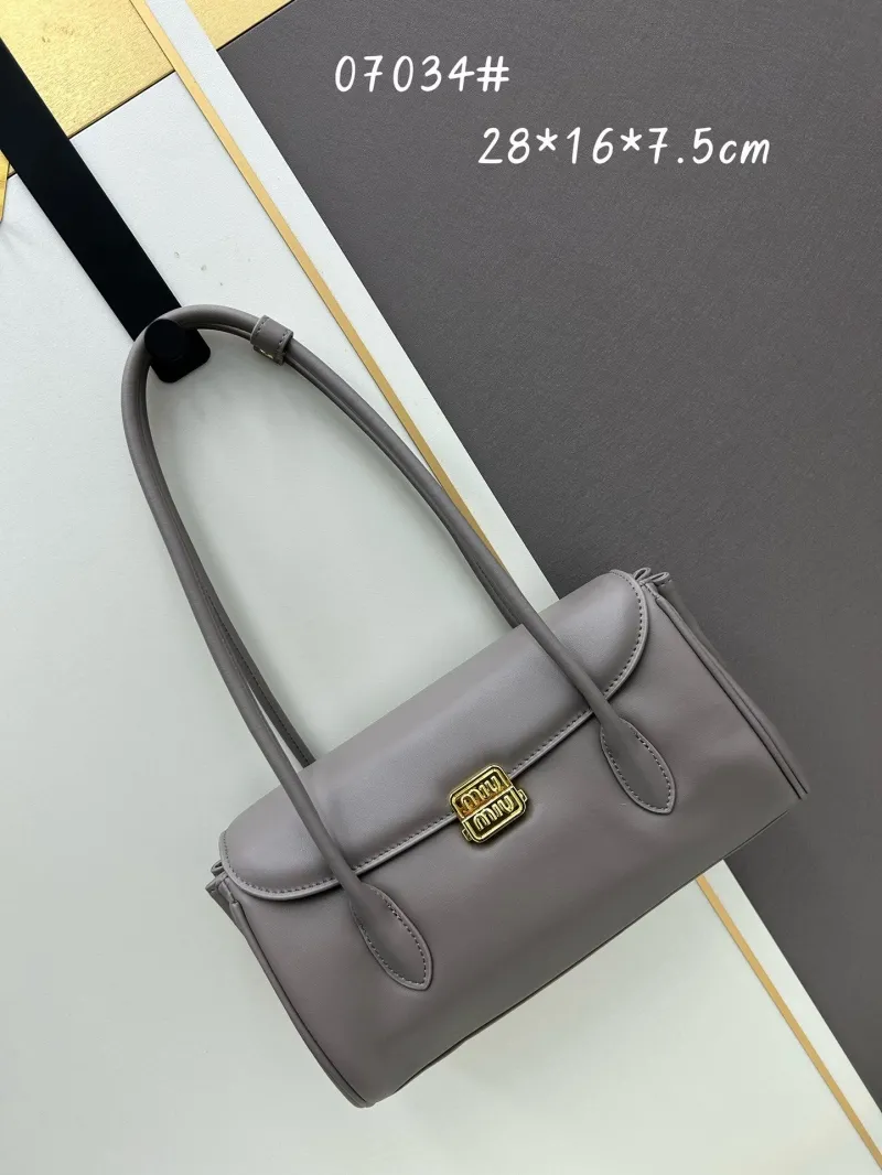 Miu Miu Gray Leather Shoulder Bag 07034 28cm