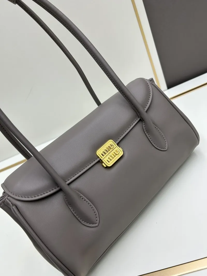 Miu Miu Gray Leather Shoulder Bag 07034 28cm - Image 4