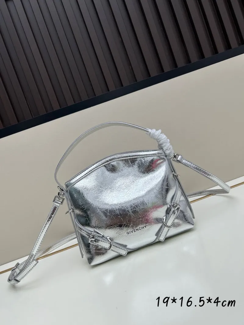 Givenchy Metallic Silver Top Handle Crossbody Bag