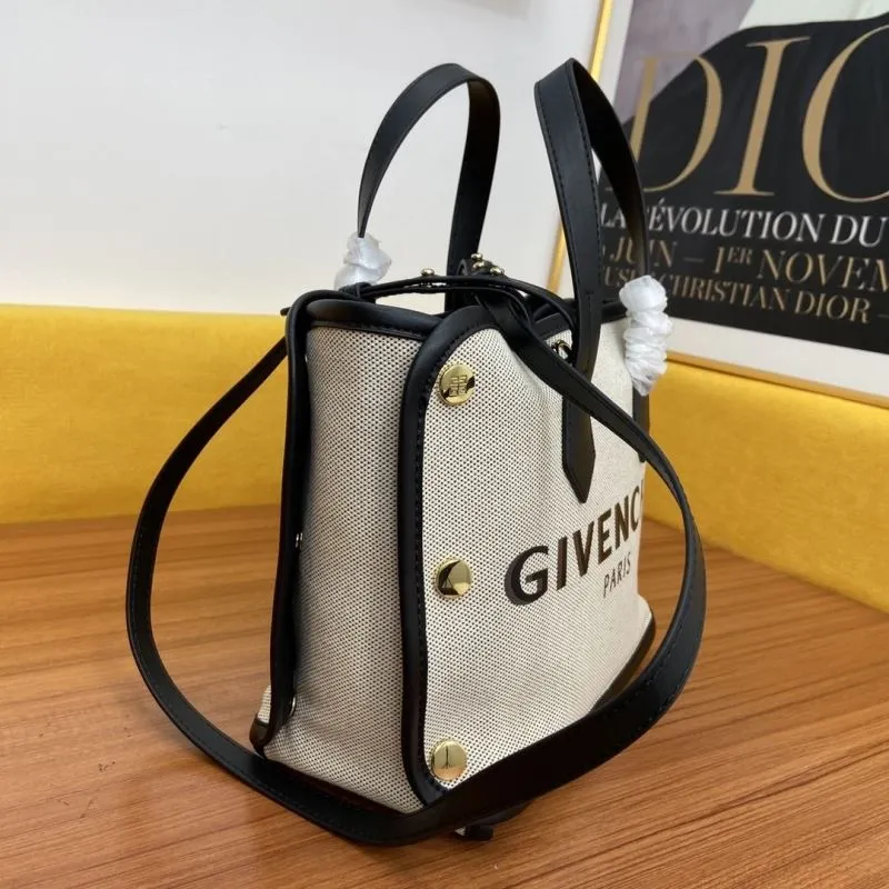 Givenchy Beige Black Canvas Tote Handbag - Image 3