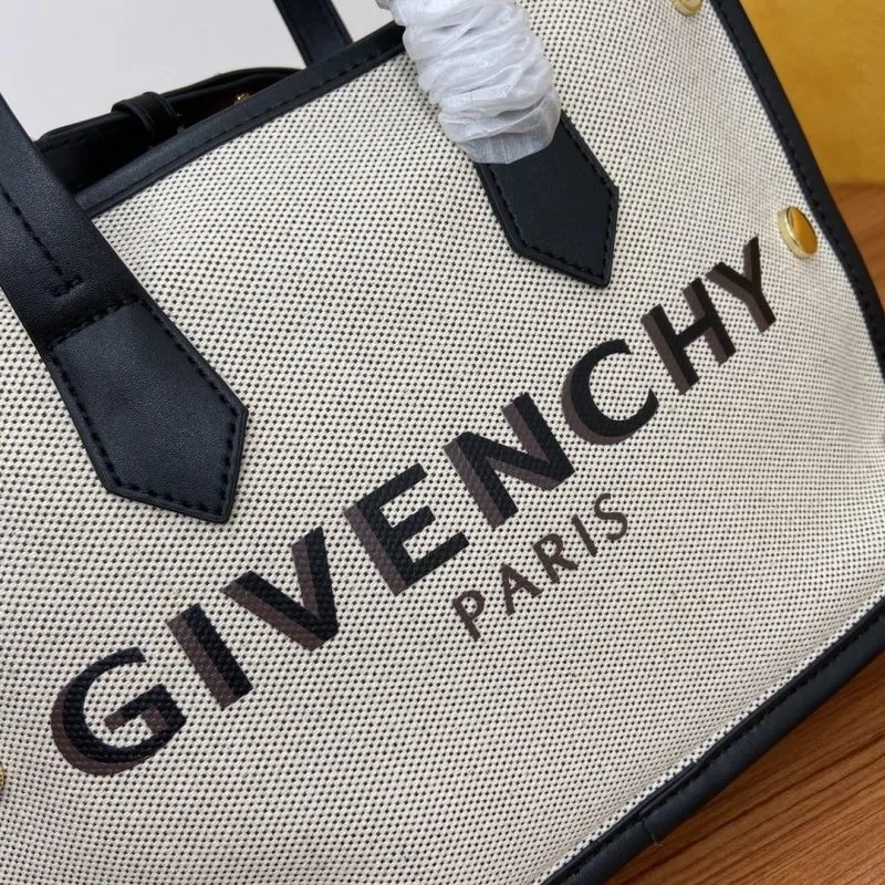 Givenchy Beige Black Canvas Tote Handbag - Image 4