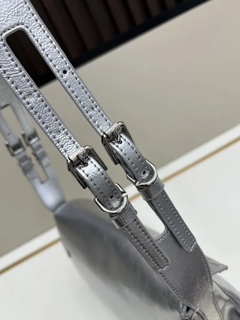 Givenchy Silver Leather Satchel Crossbody Bag - Image 6