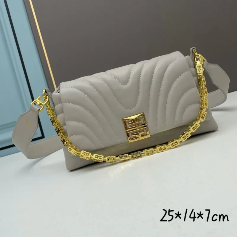 Givenchy Light Gray Quilted Chain Satchel Bag