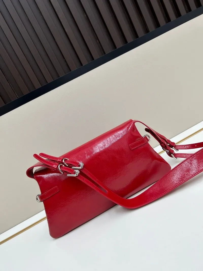 Givenchy Red Patent Leather Satchel Bag - Image 3