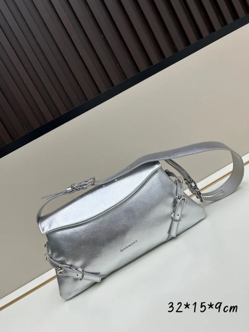 Givenchy Silver Leather Satchel Bag