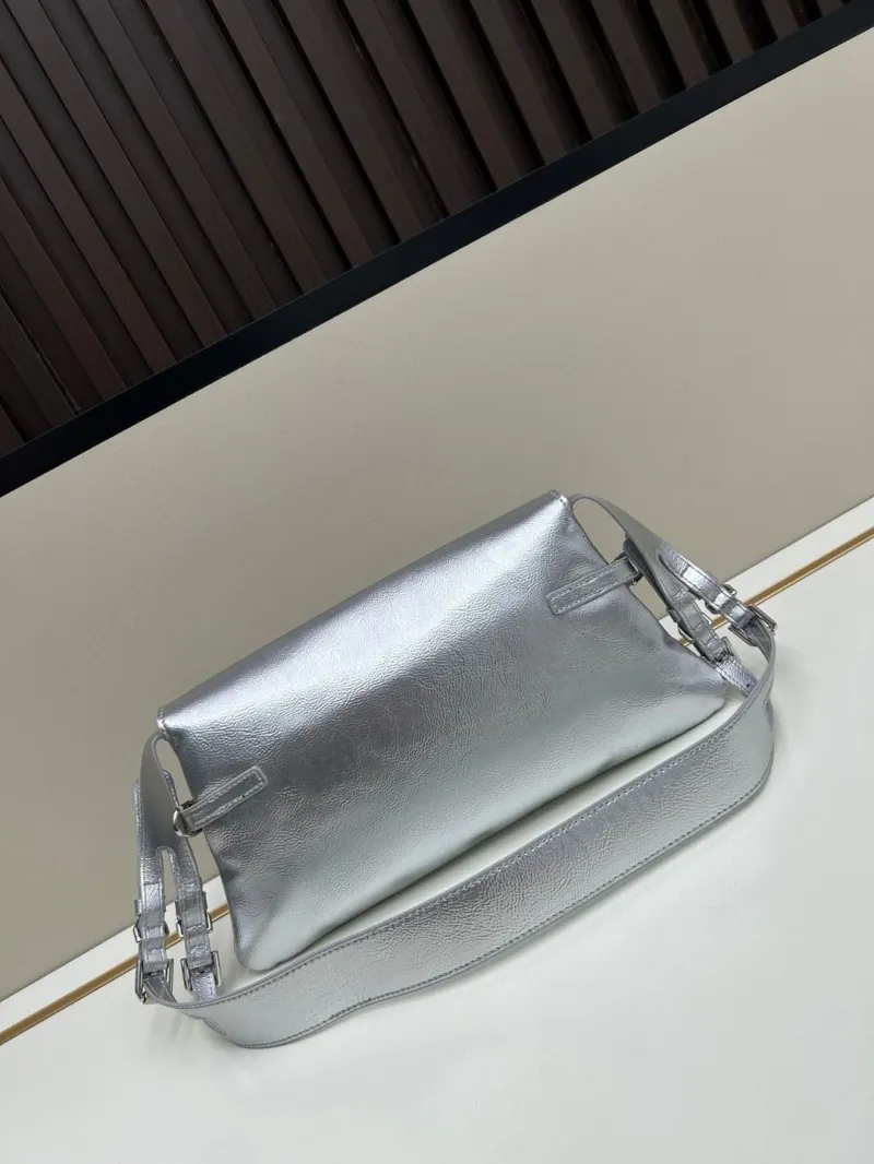 Givenchy Silver Leather Satchel Bag - Image 3