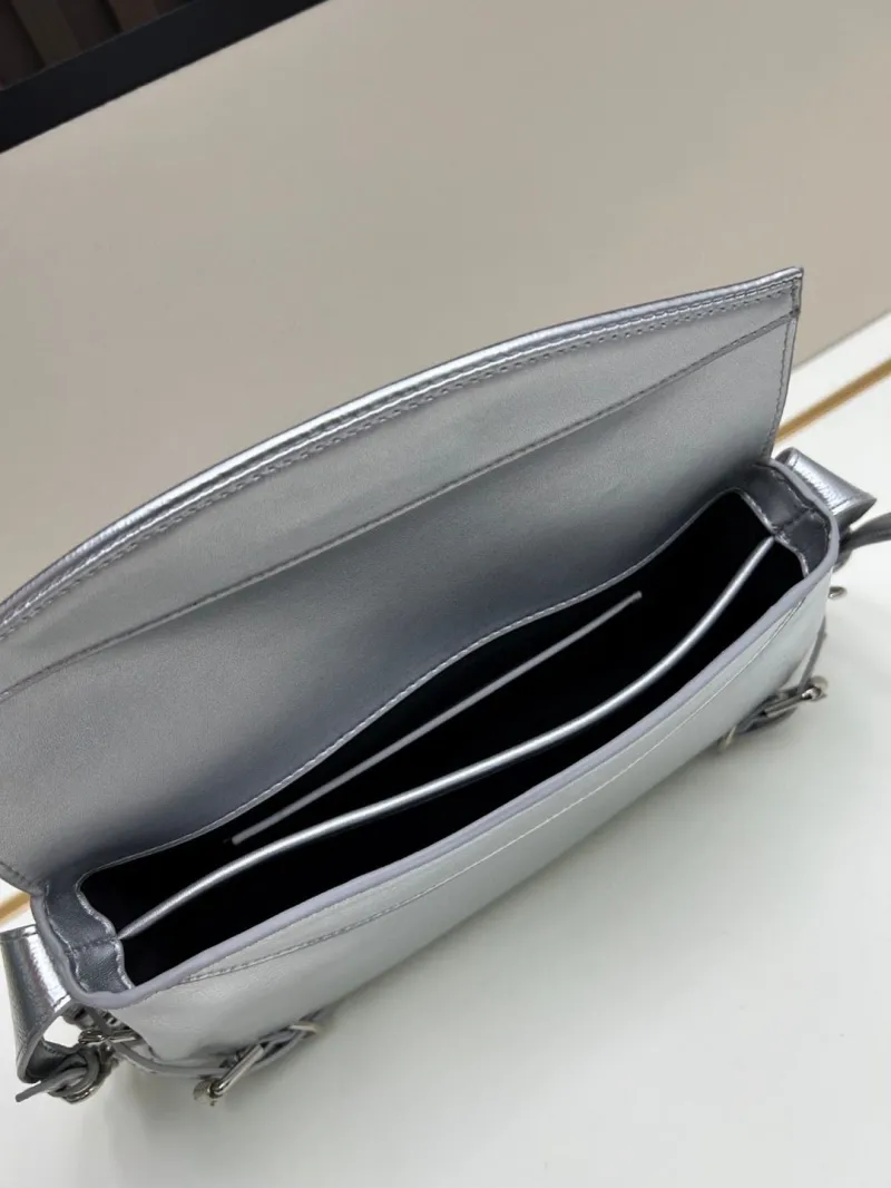 Givenchy Silver Leather Satchel Bag - Image 7