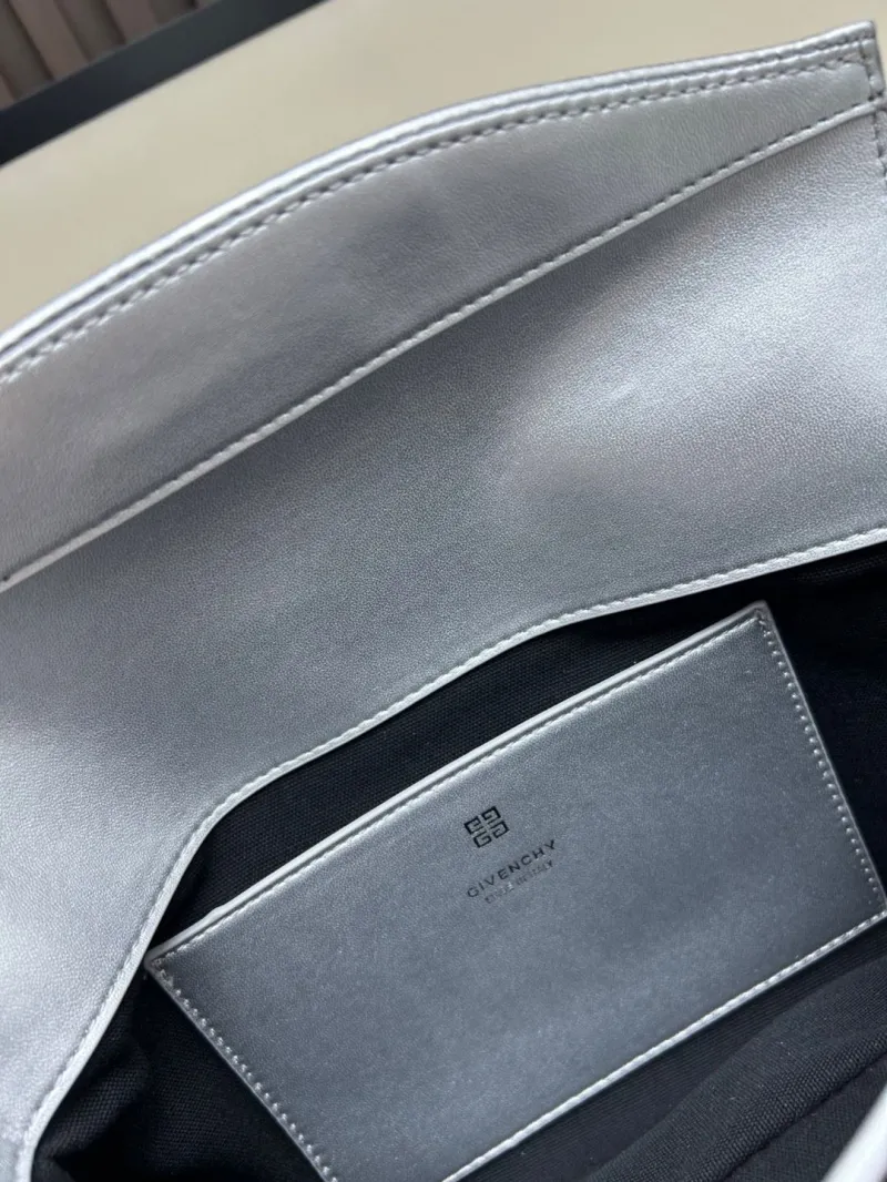 Givenchy Silver Leather Satchel Bag - Image 8