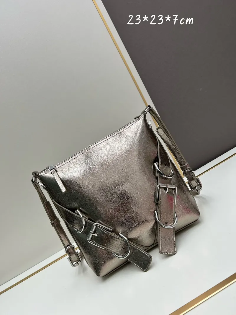 Givenchy Metallic Silver Satchel Crossbody Bag