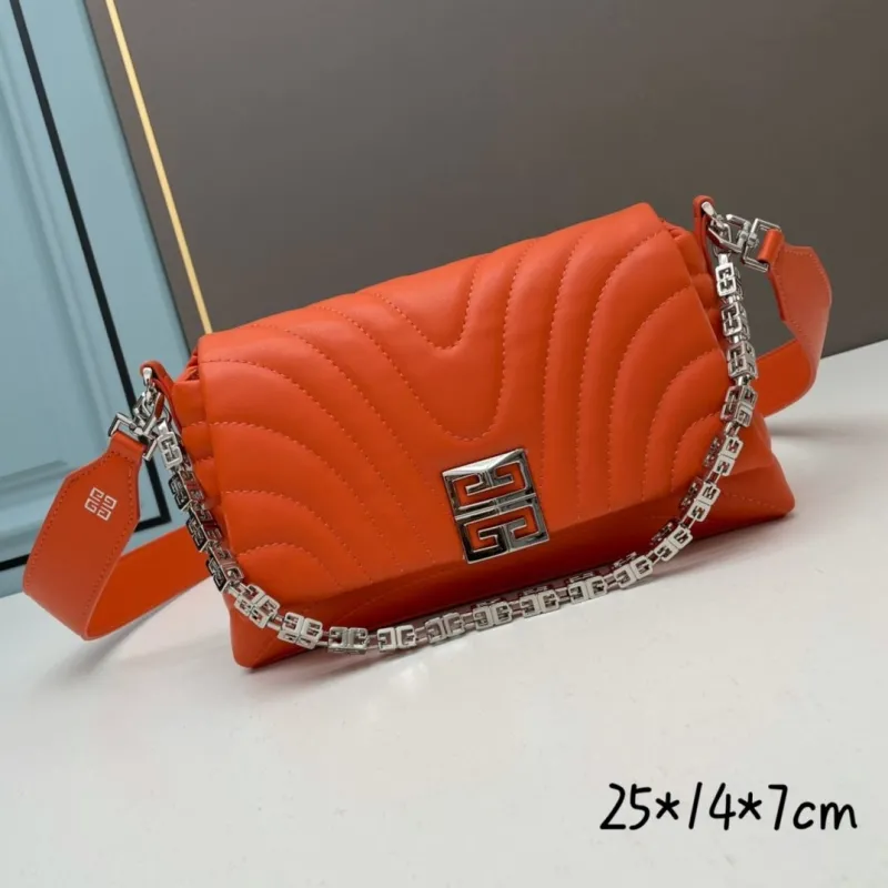 Givenchy Orange Quilted Satchel Crossbody Bag
