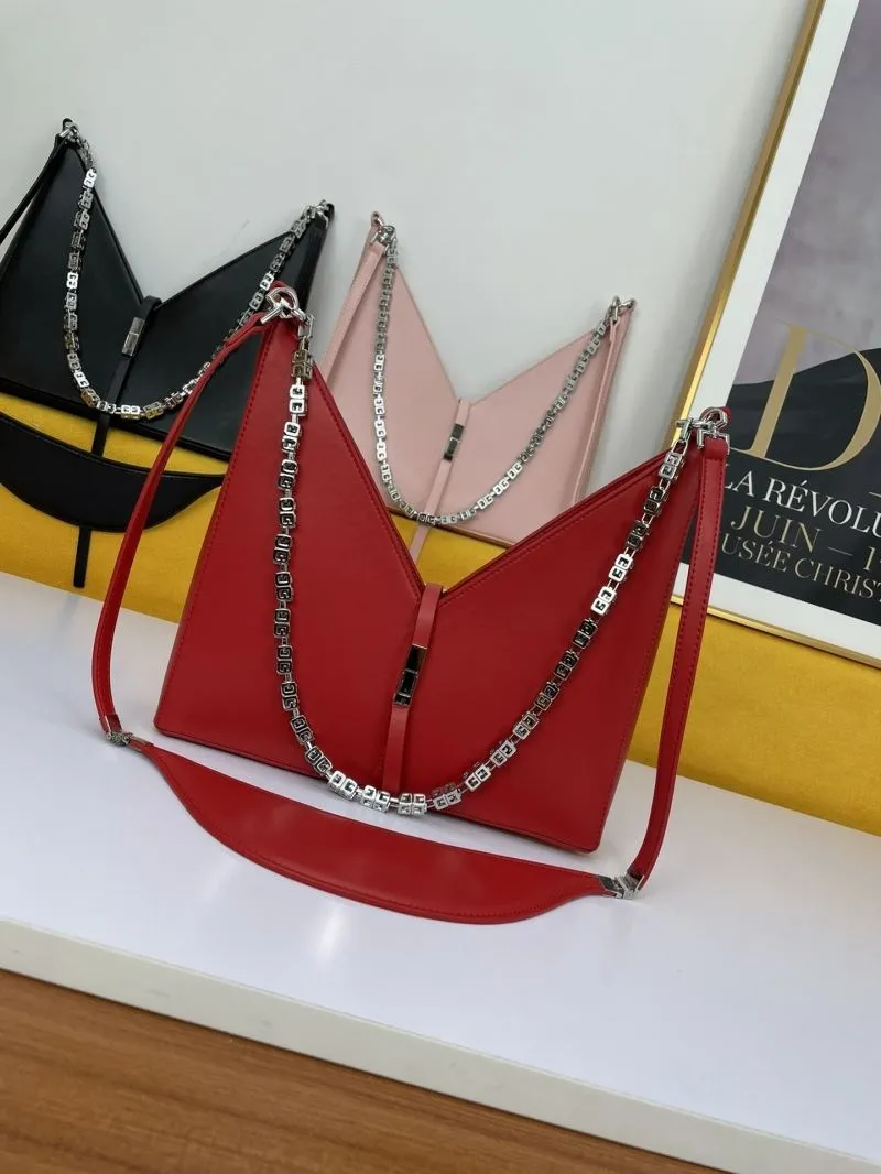 Givenchy Red Leather Satchel Shoulder Bag