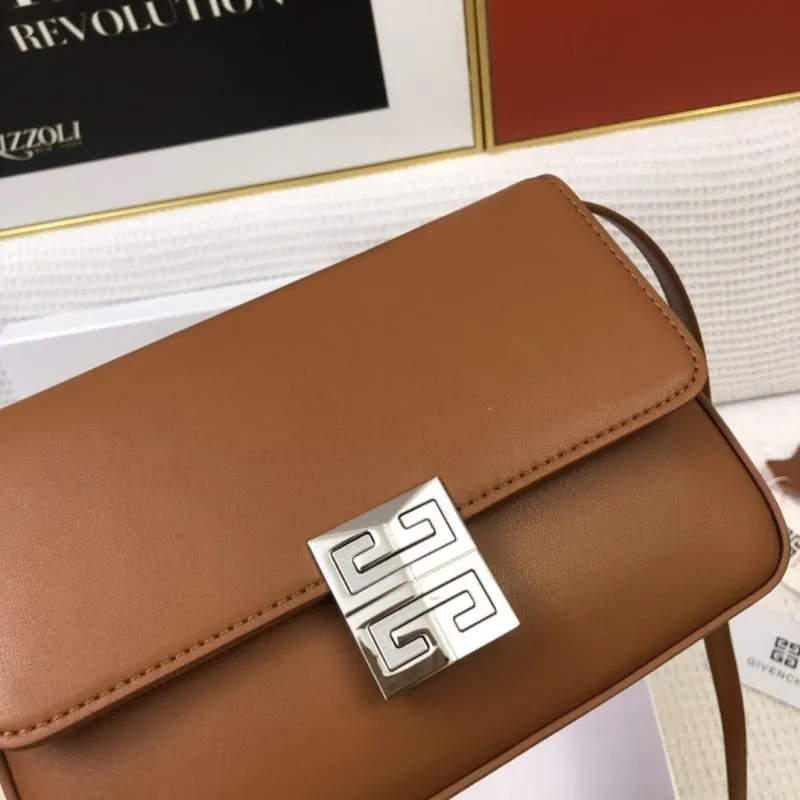 Givenchy Brown Leather Satchel Bag H21033 - Image 4