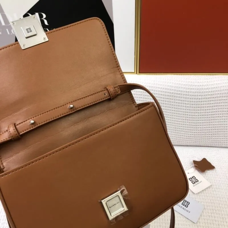 Givenchy Brown Leather Satchel Bag H21033 - Image 8