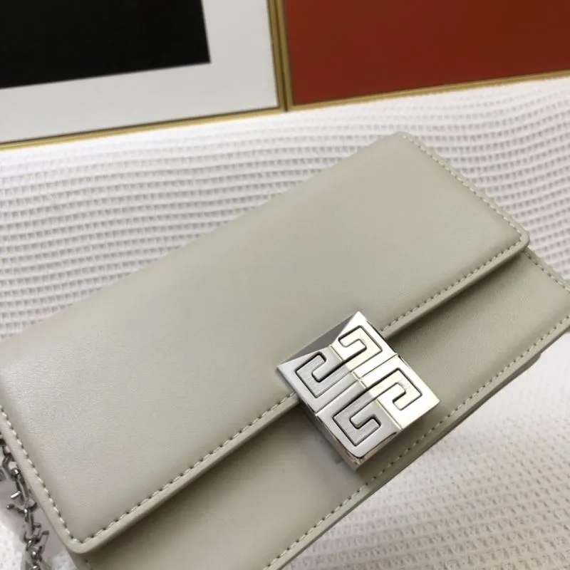 Givenchy Light Gray Leather Chain Satchel Bag - Image 4
