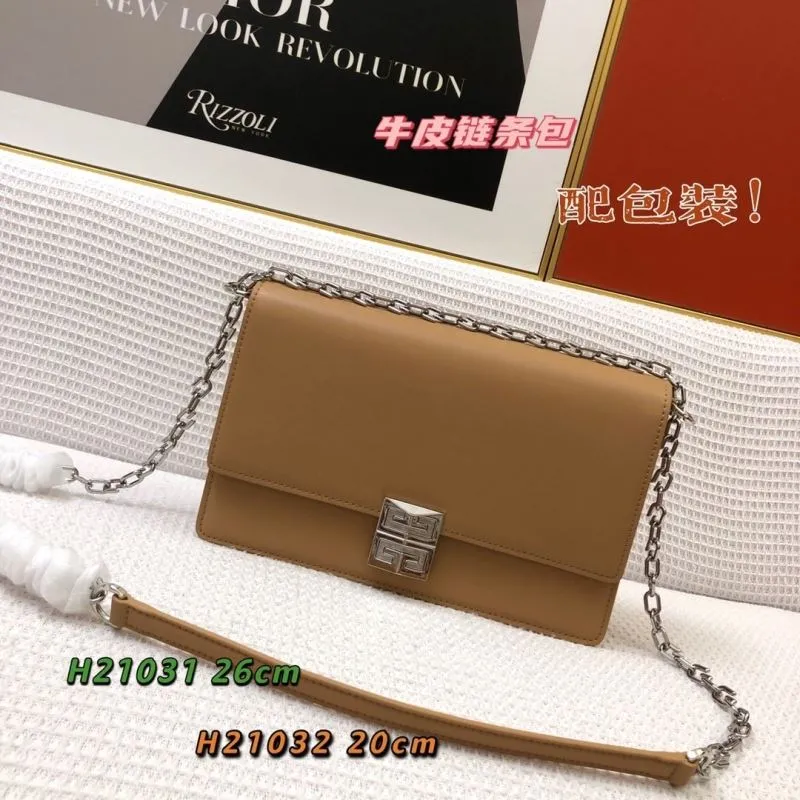 Givenchy Brown Leather Chain Satchel Bag H21031