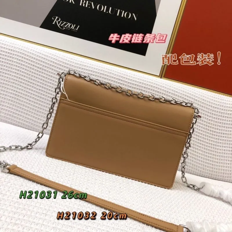 Givenchy Brown Leather Chain Satchel Bag H21031 - Image 3