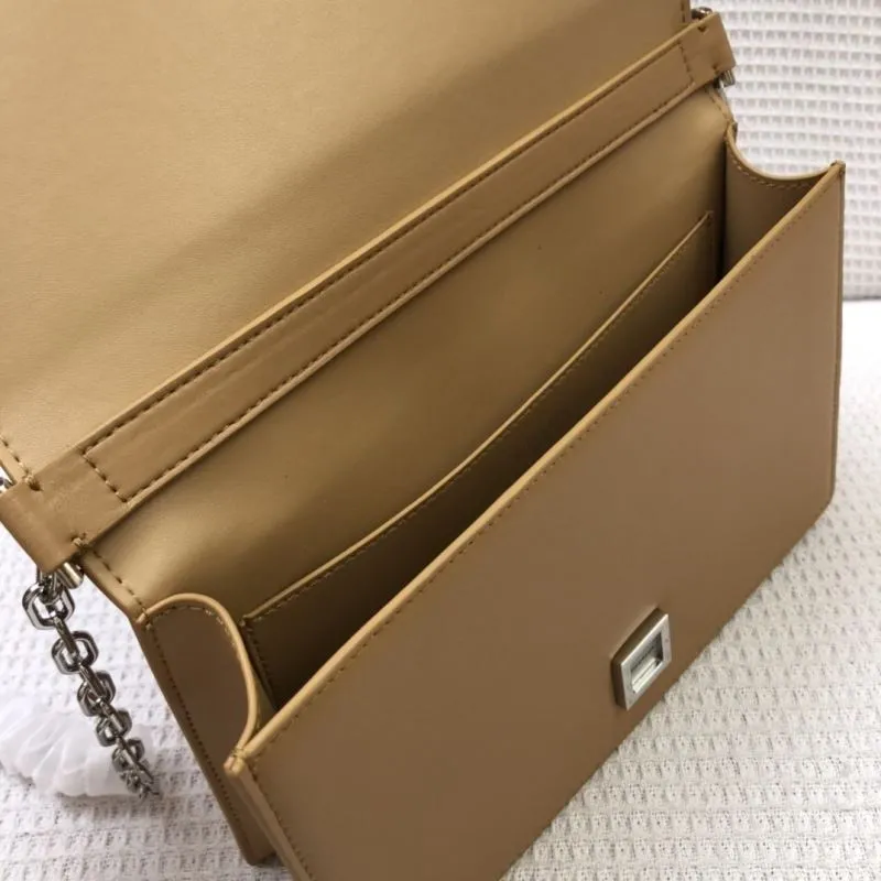 Givenchy Brown Leather Chain Satchel Bag H21031 - Image 8