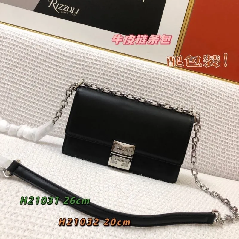 Givenchy Black Leather Chain Satchel Bag H21031