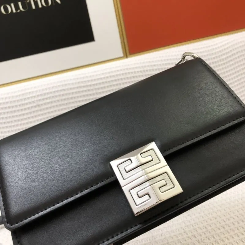 Givenchy Black Leather Chain Satchel Bag H21031 - Image 4