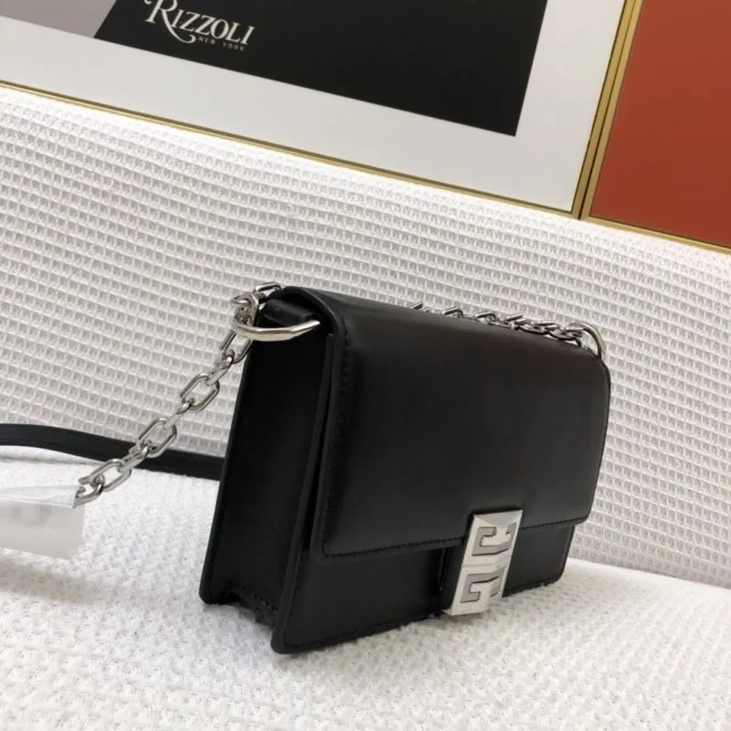 Givenchy Black Leather Chain Satchel Bag H21031 - Image 5