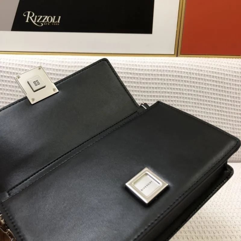 Givenchy Black Leather Chain Satchel Bag H21031 - Image 7